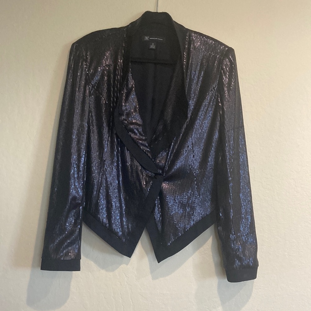 INC International Concepts Black Sequin Formal Blazer M